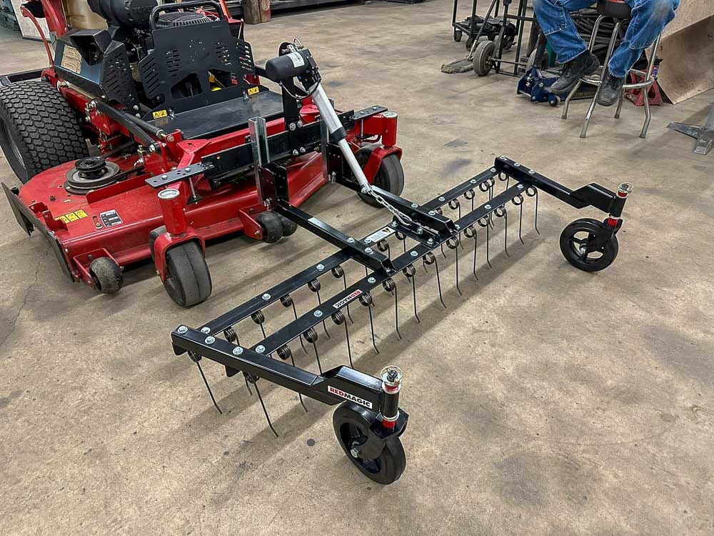 HD 60 inch Dethatcher attachment installed